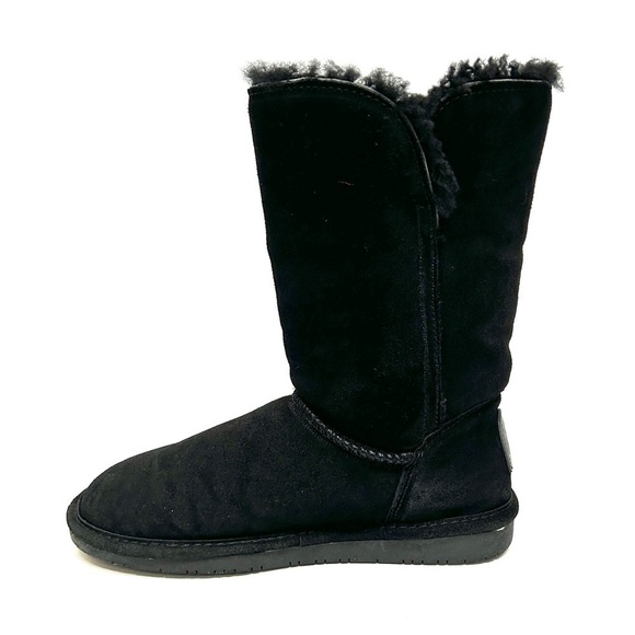 BearPaw Suede Black Sheepskin Wool Toggle Boots 917W-Jade, Size 8 - Picture 2 of 16